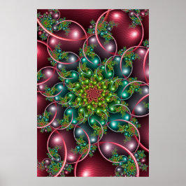 Bourgondische bloemenspiraal poster