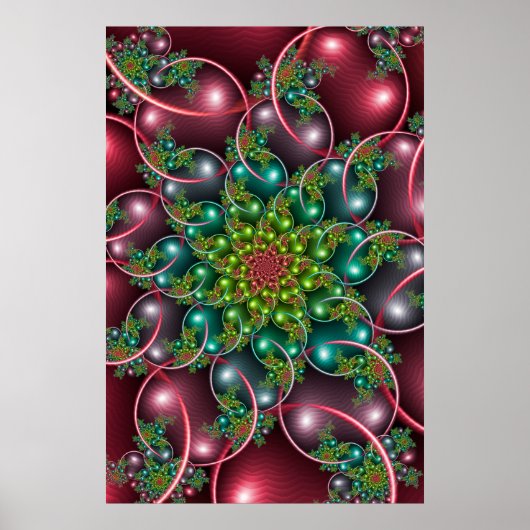 Bourgondische bloemenspiraal poster (Voorkant)