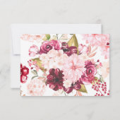 Bourgondische bloemensquare frame trouwreceptie kaart (Achterkant)