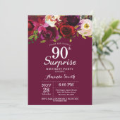 Bourgondische bloemensurprise 90ste verjaardagsfee kaart (Staand voorkant)