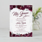Bourgondische bloementuin Mis Quince Quinceanera Folie Uitnodiging (Staand Voorkant)