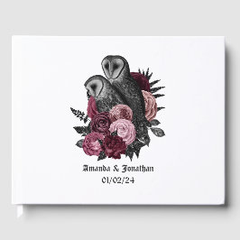 Bourgondische bloemenvogels gotische bruiloft gastenboek