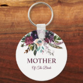 Bourgondische bloemenwitte moeder van de bruid sleutelhanger (Voorkant)