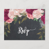 Bourgondische bloemetjes bruiloft RSVP briefkaart (Voorkant)