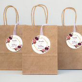 Bourgondische bloemetjes geometrische bruiloft boh ronde sticker