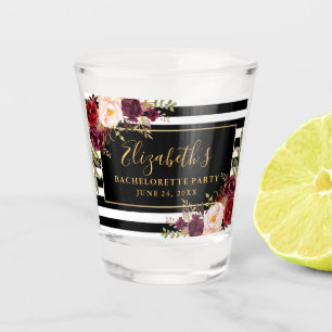 Bourgondische bloemgestreepte vrijgezellenfeest go shot glas