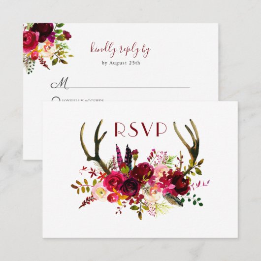 Bourgondische bloemgewei | Buffet + gasten uitgeno RSVP Kaartje (Voorkant / Achterkant)