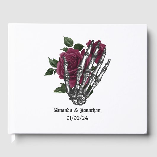 Bourgondische bloemgotische bruiloft gastenboek (Voorkant)