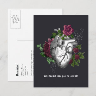 Bourgondische bloemgotische huwelijksherinnering briefkaart