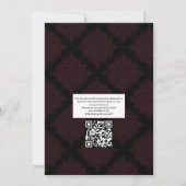 Bourgondische bloemgotische trouw-QR-code uitnodig Kaart (Achterkant)