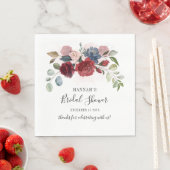 Bourgondische bloemige blos bruiloftsshower papier servet (Insitu)