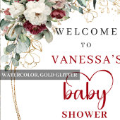 Bourgondische bloemige boho babyshower welkomstpos poster