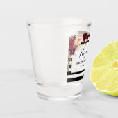 Bourgondische Bloemige Gestreepte Bachelorette Par Shot Glas (Links)