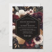 Bourgondische bloemige herfsttrouw kaart (Voorkant)