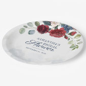 Bourgondische Bloemige Moderne Bruidsfeest Papieren Bordje (Gekanteld)