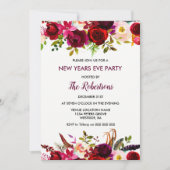 Bourgondische bloemige nieuwjaarsfeest uitnodiging (Voorkant)