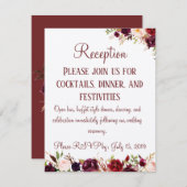 Bourgondische bloemige ontvangst bruiloft bijlage (Voorkant / Achterkant)