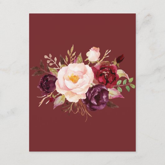 Bourgondische bloemige ontvangst bruiloft bijlage (Achterkant)