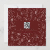 Bourgondische bloemige trouw-QR-code Bewaar de dat Save The Date (Achterkant)