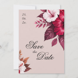 Bourgondische bloemige trouwuitnodiging save the d date