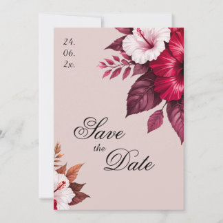 Bourgondische bloemige trouwuitnodiging save the d date