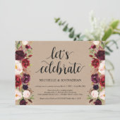 Bourgondische bloemige uitwisseling receptie kraft kaart (Staand voorkant)