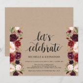 Bourgondische bloemige uitwisseling receptie kraft kaart (Voorkant / Achterkant)