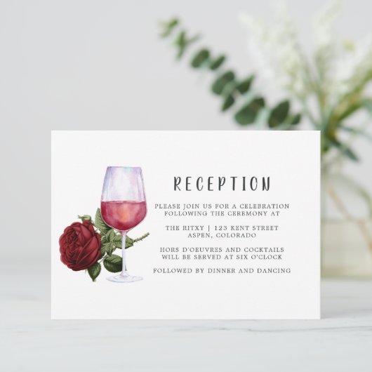 Bourgondische bloemige wijnproeverij bruiloftsrece informatiekaartje (Staand voorkant)