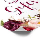 Bourgondische bloemkaarten en cadeaus bruiloftpost poster (Hoek)