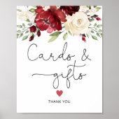 Bourgondische bloemkaarten en cadeaus Poster (Voorkant)