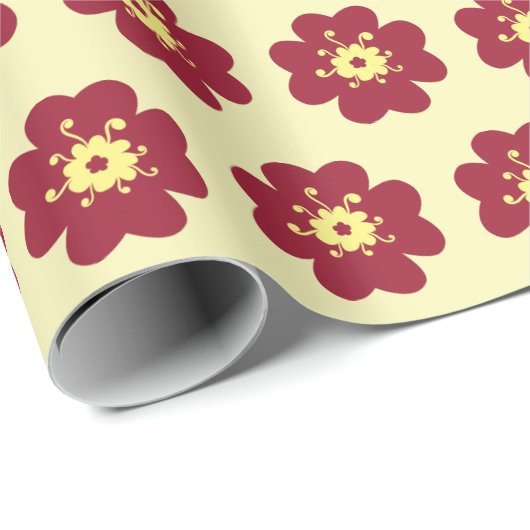 Bourgondische Bloempatroon Cadeaupapier (Rol Hoek)