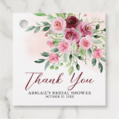 Bourgondische bloemrijke bruidsuitnodiging bedankjes labels (Voorkant)