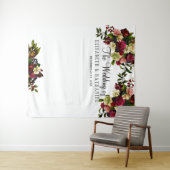 Bourgondische bloemrijke chic trouwfoto booth acht wandkleed (In Situ (horizontaal))