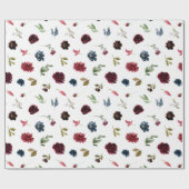 Bourgondische bloemrijke elegante rustieke aquarel cadeaupapier (Vlak)