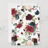 Bourgondische bloemrijke elegante rustieke wees mi kaart (Achterkant)