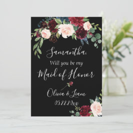 Bourgondische bloemrijke elegante rustieke word mi kaart