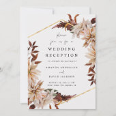 Bourgondische bloemrijke herfst bruiloft receptie  kaart (Voorkant)