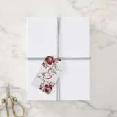 Bourgondische Bloemrijke Moderne Scriptie Bruiloft Cadeaulabel (Met Touw)