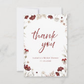 Bourgondische Bloemrijke Rustieke Bruidsdouche  Bedankkaart (Voorkant)