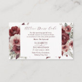 Bourgondische bloemrijke trouwceremonie kleding kl informatiekaartje (Voorkant)