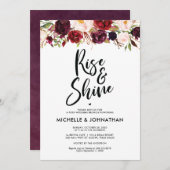 Bourgondische bloemrijke uitnodiging voor bruiloft (Voorkant / Achterkant)