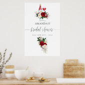 Bourgondische bloemrijke wijnproeverij bruidsdouch poster (Keuken)