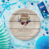 Bourgondische bloemrijke wijnvat herfst bruiloft papieren bordje (Feest)