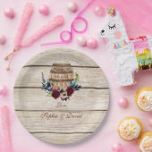 Bourgondische bloemrijke wijnvat herfst bruiloft papieren bordje (Feest)