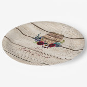 Bourgondische bloemrijke wijnvat herfst bruiloft papieren bordje (Gekanteld)