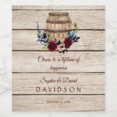 Bourgondische bloemrijke wijnvat herfst bruiloft wijn etiket (Enkel label)