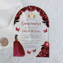 Bourgondische bloemrozen waterverf Quinceañera