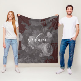 Bourgondische bloemstilleven stijlvol fleece deken