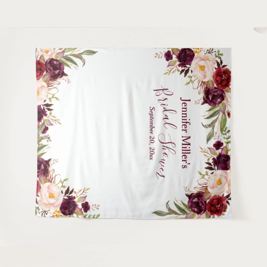 Bourgondische bloemstuk aangepaste bruidsdouche fo wandkleed (Voorkant (horizontaal))