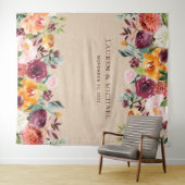 Bourgondische Bloemstuk Achtergrond | Rustieke Fot Wandkleed (In Situ (horizontaal))